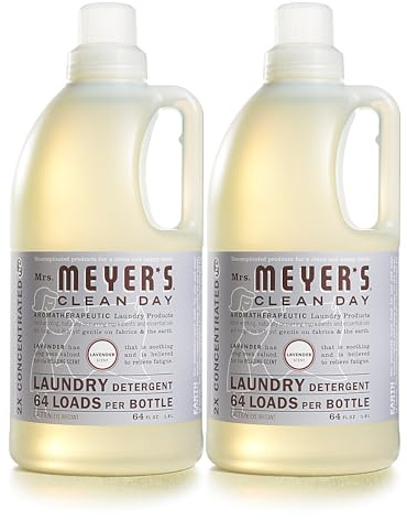 MRS. MEYER'S CLEAN DAY Liquid Laundry Detergent, Cruelty Free, Lavender Scent, 64 oz- Pack of 2