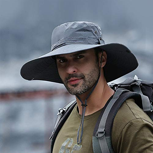 YANLE Sombrero de Pescador de 62 Cm para Hombre Sombrero de ala Ancha de Talla Grande Gorra de Protección Solar para Viajar IR de Excursión Acampar Pescar Al Aire Libre