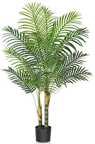 Kazeila Piante Finte da Interno 120cm Piante Artificiali Palma Pianta da Interno Esterno Decorazioni Casa Soggiorno Moderno Bagno Balcone(1Pack)
