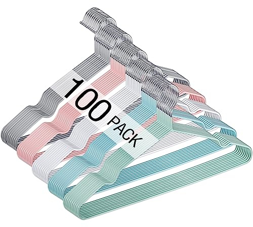 Wesiti 100 grucce antiscivolo in filo metallico per vestiti, salvaspazio, resistenti, 39,9 cm, triangolari, per cappotti, abiti, abiti da sposa, boutique per armadio, dormitorio, appendiabiti