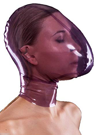 Latex Maske Anti-Erstickung Extrem Bondage Maske Vollmaske mit Atemöffnung Handgefertigt BDSM Maske für Cosplay Maskerade Halloween Maske Adult SM Sklavin Fetisch Maske,L,Purple