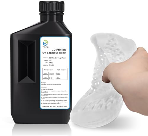 Yousu Resina flessibile 3D 80A, resina per stampante 3D, resina ad alta tenacità, bianca, 1 kg