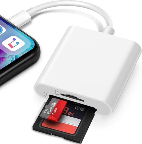 Lettore di Schede SD iPhone, Adattatore iPhone per SD Card Reader, Adattatore lettore sd per iPhone 14 12 13 11 X XS/XR/8/7/iPad