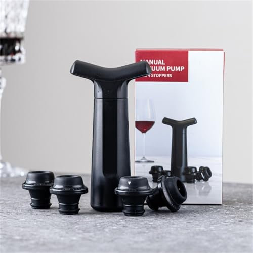 Pompa a vuoto per vino, adatta a tutti i tipi di vino per bloccare sapore e aroma, set di conservazione del vino pompa a vuoto con 4 tappi per bottiglie