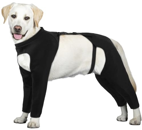Hjyokuso Removable Dog Recovery Suit, Post Surgery Suit for Dogs, Adjustable Spay Suit for Female Dogs, Anti-Lick Medical Bodysuit, Breathable Pet Surgical Onesie, Black 3XL