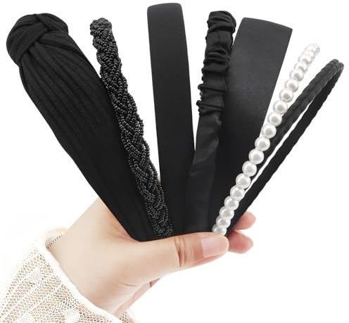 DRESHOW Diademas de Moda para Mujer Diadema de Perlas, Florales, Antideslizante, Diademas Acolchadas de Plástico para Mujeres Vintage Accesorios para el Cabello para Mujeres y Niñas