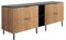 3E 3xE living.com Badezimmerschrank, Eiche Craft/Schwarz + schwarzer Griff, 180 x 77 x 46 cm