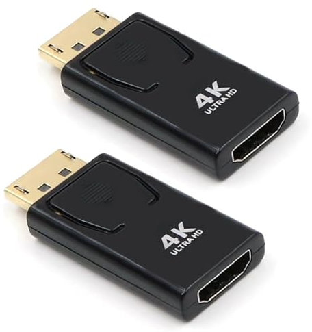 EasyULT DP zu HDMI Adapter 2 Stücke, 4K DisplayPort zu HDMI Adapter mit Audioübertragung und Gute Qualität Auflösung