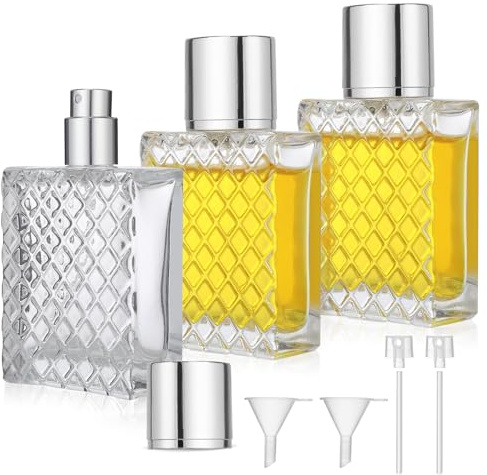 Yicenmy 3 Pezzi Nebulizzatore Profumo, 50 ml Atomizzatore Profumo, Boccette Profumi Vuoti con Pipette e Imbuto, Portaprofumo Da Viaggio Ricaricabile per Viaggi, Cosmetici