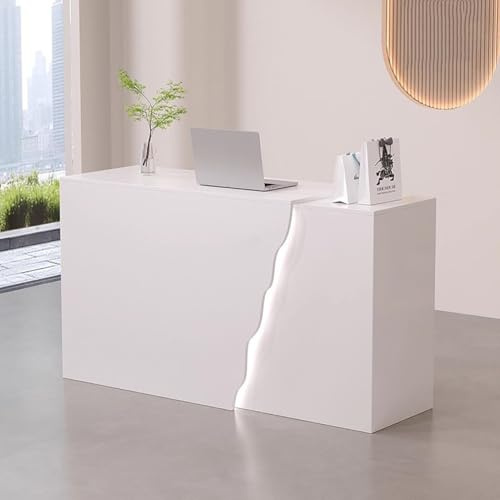 BK&MF Empfangstheke mit Schubladen LED-Leuchten,Empfangstisch mit offenen Regalen Rezeptionstheken Kassentheke für Büros Rezeptionen Hotels,A,100x40x90cm(39x16x35inch)