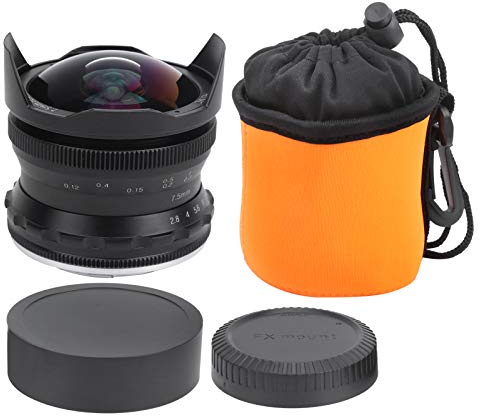 7.5mm F2.8 Obiettivo Fisheye Ultra Grandangolare, Lente Manuale per FX Mount, Campo Visivo 180°, Apertura Ampia - Alta Qualità, Rivestimento Multi Strato, Ideale per Paesaggi e (negro)