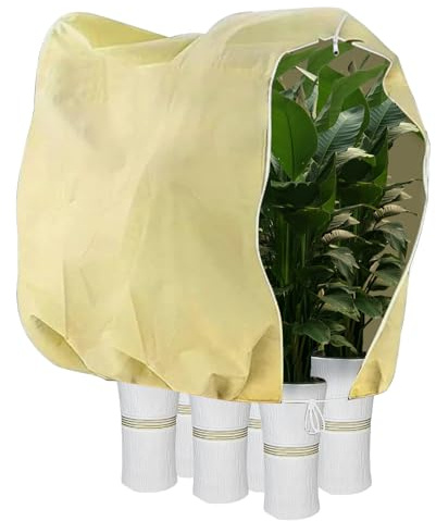 Vlecexs Cappuccio Protezione Piante Telo per Piante Inverno Antigelo Protezione Invernale per Piante Grandi Cappuccio Protezione Piante Inverno con Regolabile Coulisse e Cerniera 240x200 cm Beige