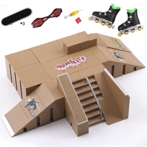 Elprico Legering Finger Skateboard Ramp Leksaksset Justerbar Gripbräda Skateboard för Barn och Vuxna, Pedagogisk Träningsleksak för Utveckling Av Finmotorik, Säker och Hållbar Skateboardrekvisita