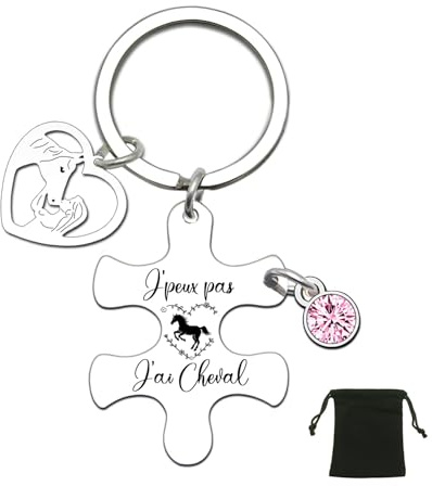 YJYJZX Je Peux Pas J'ai Cheval Chevaux Femmes Fille Équitation Porte-clés Cadeau Femme Fille Cavalière