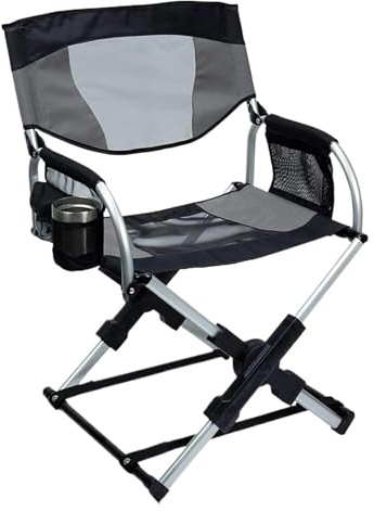 SDIUAKBV Hopfällbar regissörsstol 2,4 kg bärbar metallmakeup utomhus vikbar camping fiske trädgård strand regissörsstolar (grå)