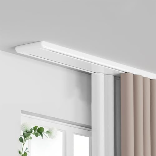 Dual-Track takräcke, tyst glidstång för skira ains, anpassningsbart aluminiumspår 60–680 cm (vit 4,5 m/14,8 fot) – perfekt för modern inredning.