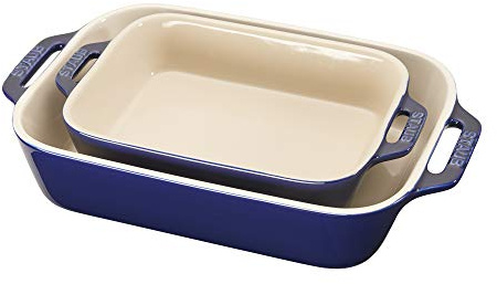 Staub Ceramic 2-pc Rectangular Baking Dish Set - Dark Blue