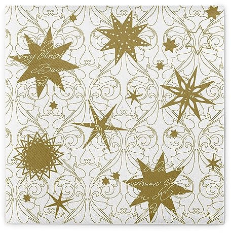 Sovie HOME Serviette Christmas Dreams in Gold-Weiß aus Airlaid 40x40cm, Einweg Weihnachtsserviette, ideal für Winterfeiern, Advent & Weihnachten, 12 Stück
