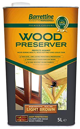 2 x 5L Wood Preserver Light Brown Barrettine PREMIER Wood Preserver stain treatment protection exterior