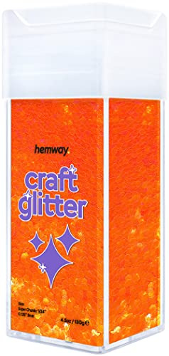 Hemway Craft Glitter Shaker Fluorescent Orange 110g Super Chunky | for Resin & Epoxy Crafts, Christmas Art Supplies, Nail, Body, Face, Eye, Festival, Crafting, Slime, Sparkle