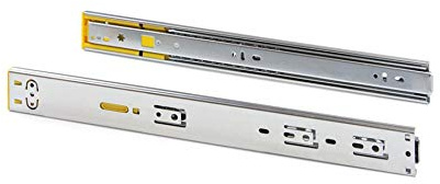 Emuca - Kit Guide per cassetti 45x450mm a sfera estrazione totale, sistema push e chiusura soft, Zincato, Set di 5