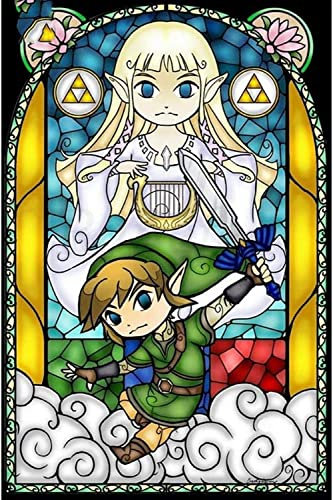 5D-Diamant-Malerei-Set für Erwachsene, Legend of Zelda, Diamantkunst, Malen nach Zahlen, mit Edelstein-Kunstbohrer und Punkten, 30,5 x 40,6 cm