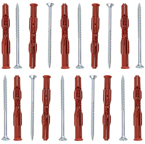AERZETIX - C65005 - Lot de 10 Chevilles 10x100 mm pour Briques Creuses/béton cellulaire + 10 vis Ø6x100 à tête fraisée - en Nylon/métal - monomur Outil Fixation matériaux Creux travaux perçage