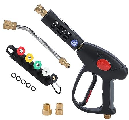 AIM Tools Hochdruckreiniger Pistole 4000 PSI mit 5 Düsenspitzen, 7 Ersatz-Winkelverlängerungsstab, M22 14 mm Anschluss und 3/8 Schnellanschluss, Reinigungsset für Auto-Jet-Waschmaschinen