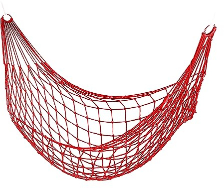 Relaxdays Netzhängematte, leichte Outdoor Hängematte für 1 Person, für Camping oder im Garten, bis 120 kg belastbar, rot
