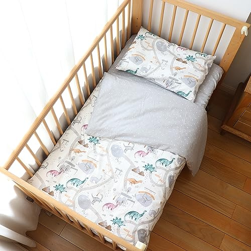 Emenpy Set di biancheria da letto per culla, 100% cotone, per neonati, ragazzi e ragazze, 3 pezzi, include copripiumino, lenzuolo con angoli, federa, decorazione per la cameretta dei bambini, senza