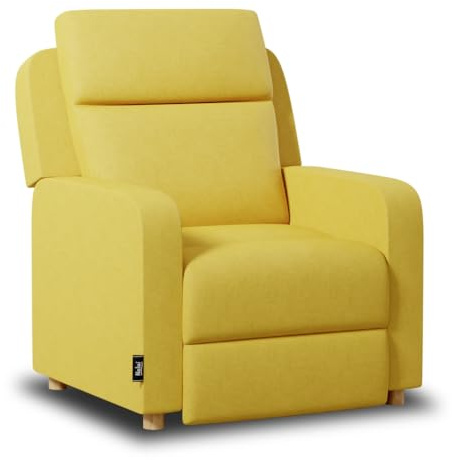 Nalui - Sillón Relax Reclinable One Fabric (77x87x95cm) con Apertura Push Manual y Estructura Reforzada. Sillón para el Salón Tapizado en Tela con Reclinación 160º Mostaza