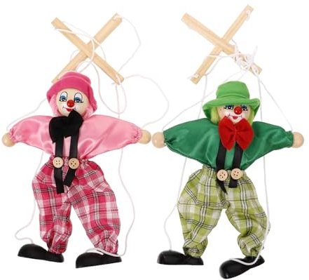 BESTonZON 4 Stück Marionette Clown Plüschtier Clownpuppe Plüsch Kinderspielzeug interaktives Puppen Holzpuppe Handpuppe hebe den Draht ziehen ist
