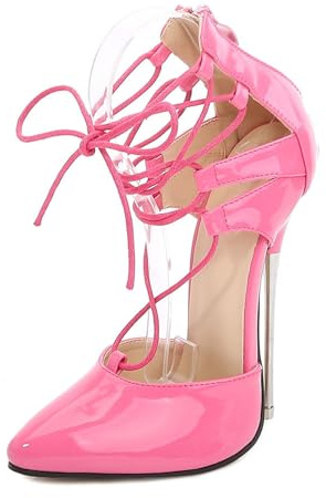 Omeslike 16CM/6.30IN Femmes Sexy Talons Hauts Talons Aiguilles Party Club Talons Hauts Chaussures Mode Pointu Talons Hauts Pompes Tailles 35-46,Rose,35 EU