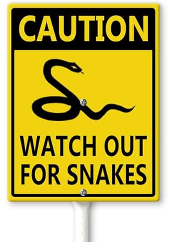 Ymaotrade Warnschild Caution - Watch Out For Snakes, Hofschild mit Heringen, 20,3 x 30,5 cm, stabiles Aluminium-Rasenschild, rostfrei, Sicherheitsschild, Schlangenschild für Rive Pool, Warnschild