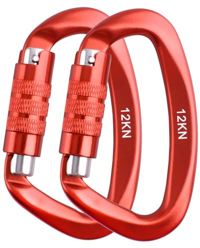 Azarxis Moschettone a Vite 12kN (1200 kg) in Alluminio Forma a D - Piccolo Portachiavi per Amaca, Tenda, Zaino