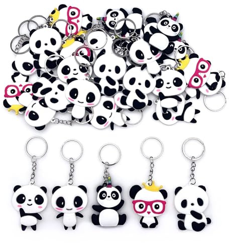JZK 30 Portachiavi a Forma di Panda, Bomboniere per Feste a Tema Cinese, Regalo di Ringraziamento, Accessorio Gadget