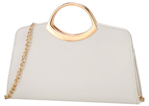 Kasgo Bolso Fiesta Mujer, Bolso de Mano Clutch Moda Cartera de Cuero Vegano Bolso de Hombro Bolso Bandolera para Baile Fiesta Ceremonia Boda Novia, Beige