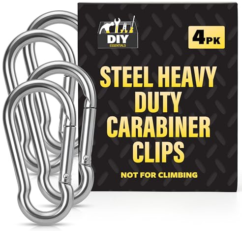 SOL 4pk Steel Carabiner Clips - Heavy Duty Locking Hooks for Camping | Solid steel construction, holds multiple items securely, for keys, bags and backpacks