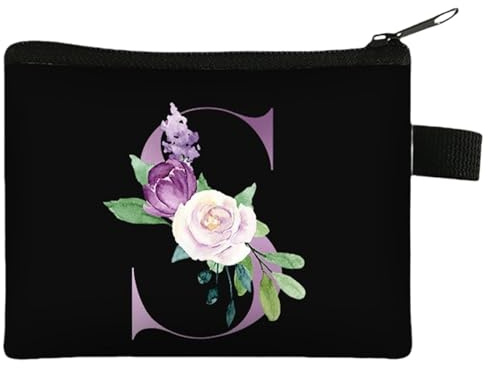 FAVORTALK Coin Purse Small Purses for Women Mini Coin Bags with Zipper Initial Coin Pouch Change Pocket Portable Coin Pouch Black Purses for Credit Card Earphone Lipstick - 43421
