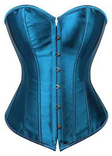 Cusghjbsg Women's Off-shoulder Corset Vintage Jacquard Button Strapless Bustier Tube Tops Gothic Lingerie Body Shaper Underbust Bodysuit (Peacock Blue D, 3XL)