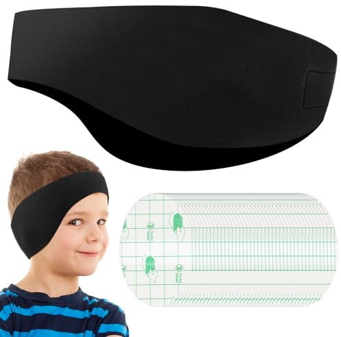 Cinta de Natación para Niños, Cinta de Natación de Neopreno, Banda Elástica para la Oreja, Impermeable, Diadema con 40 Parches Impermeables para el Oído, para Buceo, Piscina, Duchas y Deportes