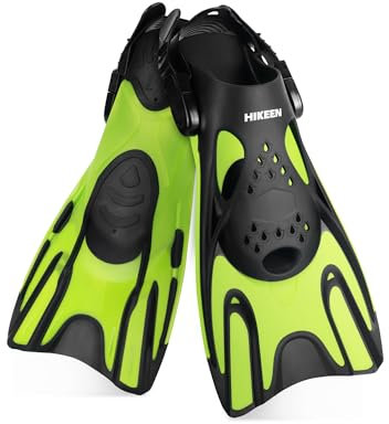 Hikeen Verstellbare Schnorchelflossen: Schwimmflossen Kurz Flossen Erwachsene mit Offener Ferse, Unisex Tauchflossen inkl. Netzbeutel (42-47cm)