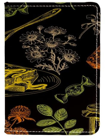 VAPOKF Porte-passeport en cuir nid d'abeille abeille pour pot de miel et pain, 11,5 x 16,5 cm, multicolore, 11.5x16.5cm/4.5x6.5 in, Vintage