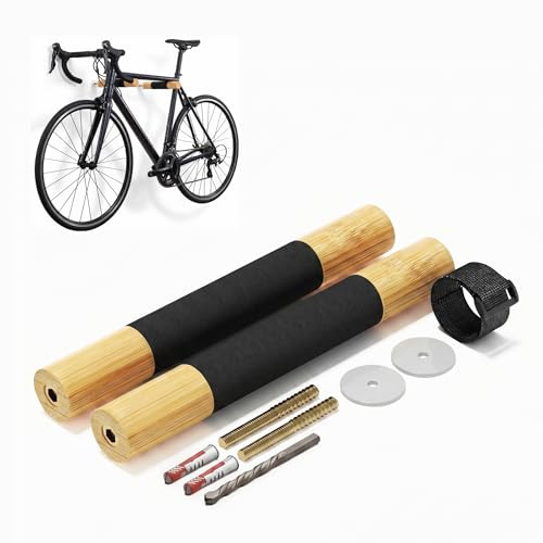 Fahrrad Wandhalterung aus Bambus – Fahrradhalterung Wand für MTB und Citybike – Rennrad Wandhalterung & Rennrad Halterung Wand mit Gummiauflage – Robuster Bike Wall Mount mit 15 kg Tragkraft