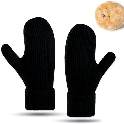 Oiieco Winter Warm Mittens for Women - Men Warm Fleece Lining Stretchy Kit Thermal Snow Gloves for Cold Weather Gloves