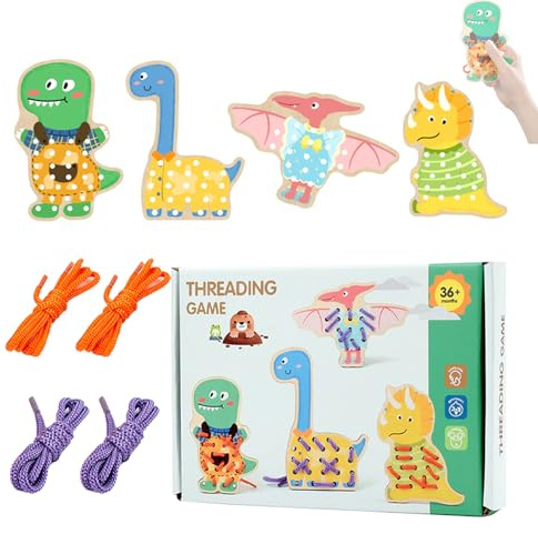 Generico Gioco di Infilare | Tema Animali Apprendimento Precoce Coinvolgente - Giocattolo Educativo per Infilare | per Bambini Piccoli Bambini in età Prescolare Viaggi Casa Camera da Gite Stradali