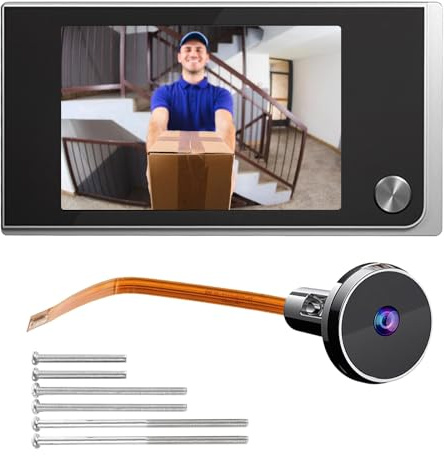 Leikurvo Cámara de Mirilla Electrónica, Pantalla LCD Digital de 3,5 Pulgadas, Timbre Visual Electrónico de 170 Grados, Cámara de Puerta de Video para el Hogar con Ojo de Gato, Sin Visión Nocturna