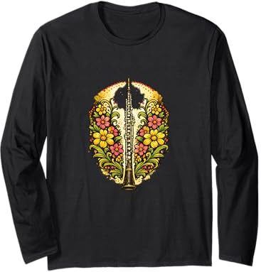 Oboe Floreale Musica Botanica Arte Maglia a Manica