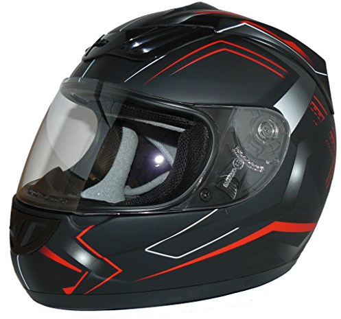 protectWEAR - Casco moto H510 Arrow nero opaco / rosso - M