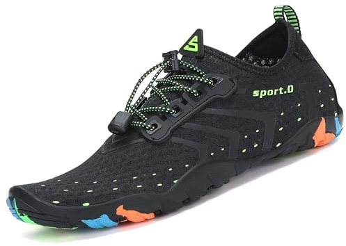 SAGUARO Badeschuhe Tauchschuhe Wasserdicht Schnell Trocknend Männer Frauen Slip On Barfußschuhe für Pool Meer Wassersport Aqua Cycling Kajakfahren Windsurfen, Schwarz 48